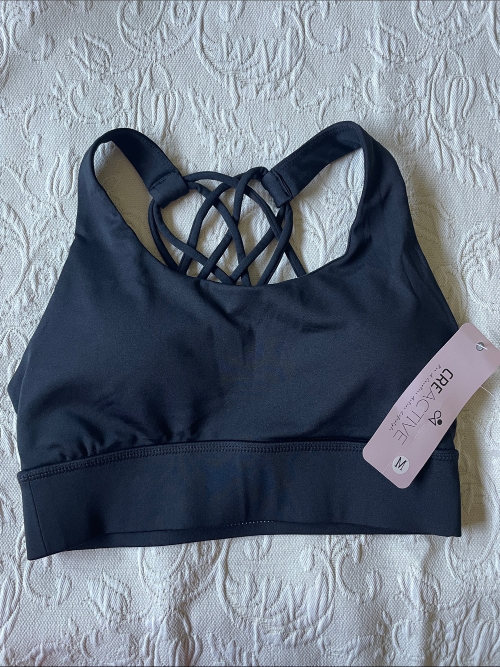 Active USA Black Crisscross Back Sports Bra
